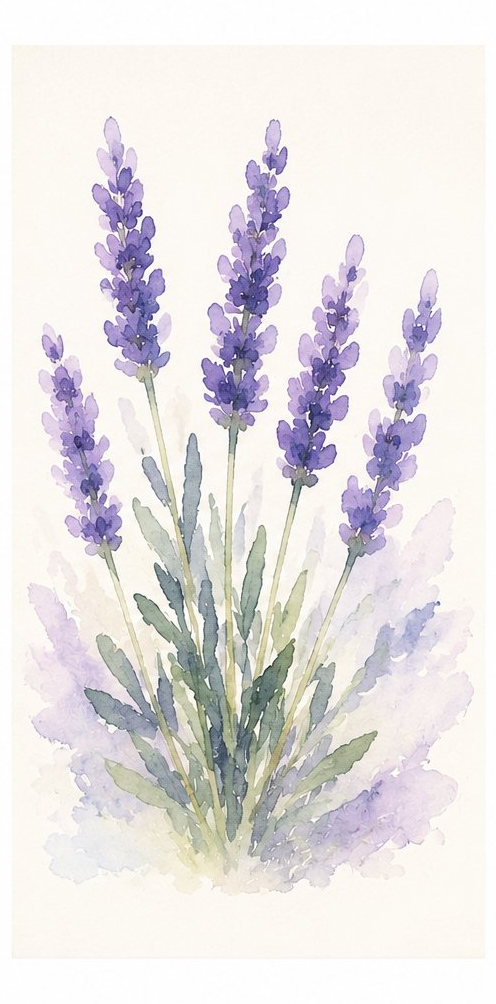 Ilustración botánica Lavandula luisieri